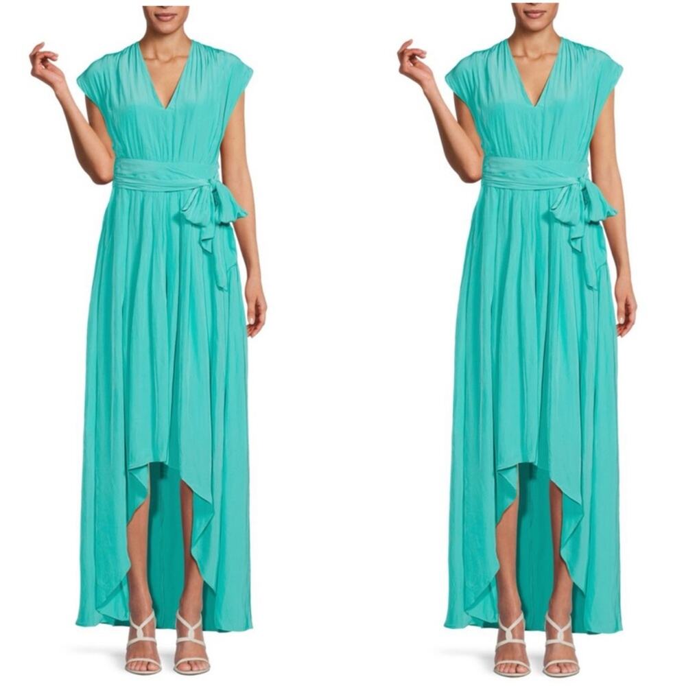 NWT NEW Ramy Brook Rebecca Teal Turquoise High Low Maxi Dress